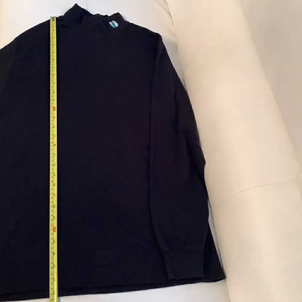 LandsEnd  Black Mock Neck Cotton Sweater Size L ( 42-44)